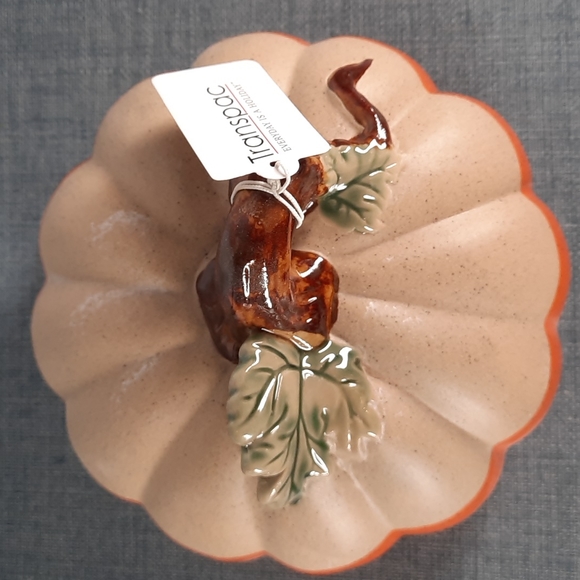 Ceramic Pumpkin Figure Tabletop Decor Fall Harvest Half Glazed Orange Na… - Picture 2 of 7